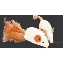 Lot de 2 souris canvas jouet chat L 2.5 x p 2.5 x h 5 cm